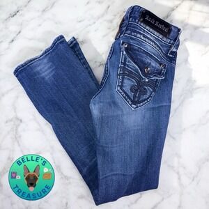 Rock Revival Jeans Womens 30 Gwen Bootcut Thick Stitch Flap Pocket Stretch 32x35